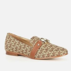 Excellent condition Michael Kors Rory Logo Jacquard Loafers Beige/Brown size 8M